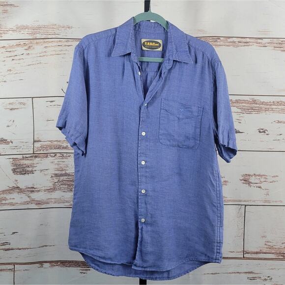 R.M Williams Linen Short Sleeve Shirt Blue Size Small - Picture 1 of 6